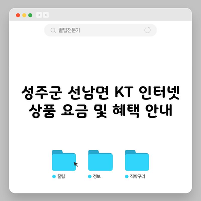 성주군 선남면 KT 인터넷 상품 요금 및 혜택 안내