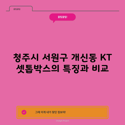 청주시 서원구 개신동 KT 셋톱박스의 특징과 비교