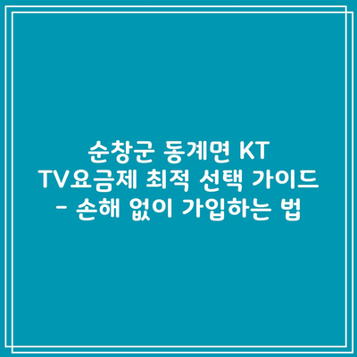 순창군 동계면 KT TV요금제 최적 선택 가이드 – 손해 없이 가입하는 법