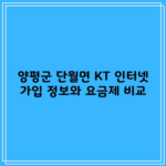 양평군 단월면 KT 인터넷 가입 정보와 요금제 비교