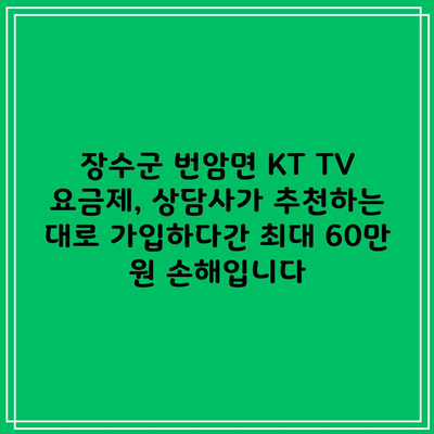 장수군 번암면 KT TV 요금제, 상담사가 추천하는 대로 가입하다간 최대 60만 원 손해입니다