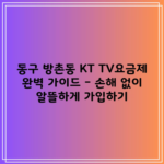 동구 방촌동 KT TV요금제 완벽 가이드 – 손해 없이 알뜰하게 가입하기