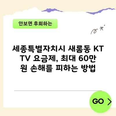 세종특별자치시 새롬동 KT TV 요금제, 최대 60만 원 손해를 피하는 방법