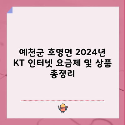 예천군 호명면 2024년 KT 인터넷 요금제 및 상품 총정리