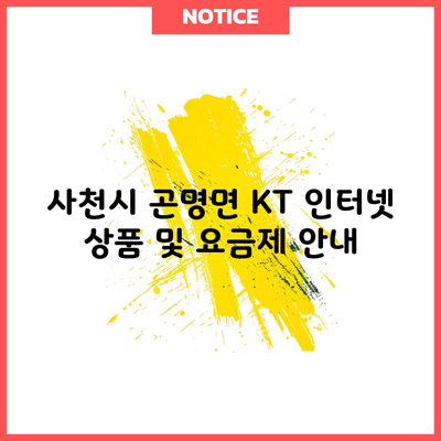 사천시 곤명면 KT 인터넷 상품 및 요금제 안내