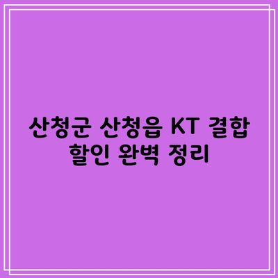 산청군 산청읍 KT 결합 할인 완벽 정리