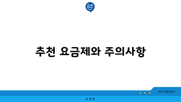 추천 요금제와 주의사항