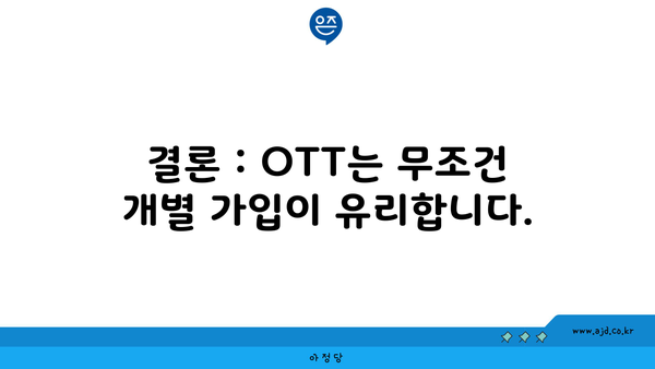 결론 : OTT는 무조건 개별 가입이 유리합니다.