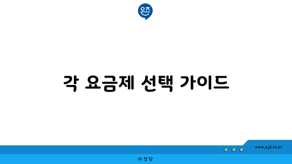 각 요금제 선택 가이드