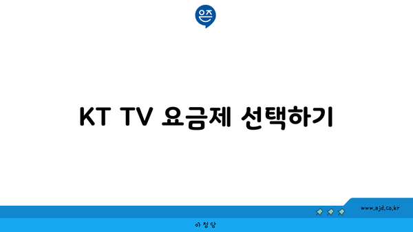 KT TV 요금제 선택하기