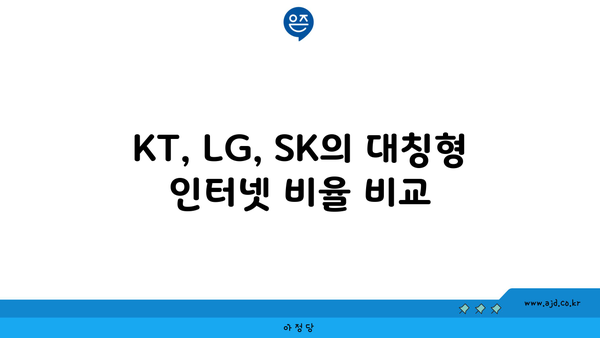 KT, LG, SK의 대칭형 인터넷 비율 비교