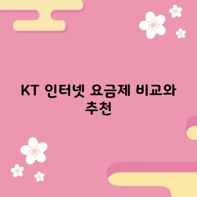 KT 인터넷 요금제 비교와 추천