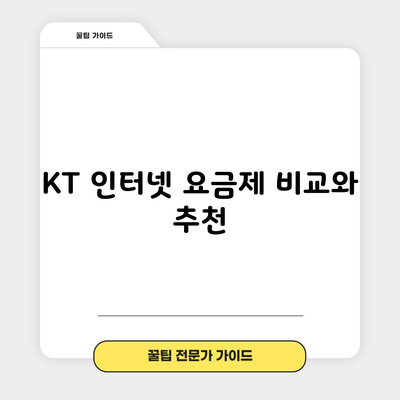 KT 인터넷 요금제 비교와 추천