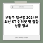 부평구 일신동 2024년 최신 KT 인터넷 및 결합 상품 정보