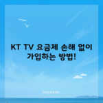 KT TV 요금제 손해 없이 가입하는 방법!