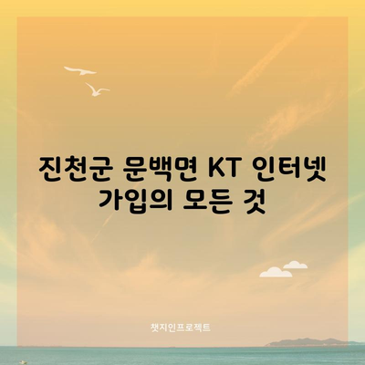 진천군 문백면 KT 인터넷 가입의 모든 것