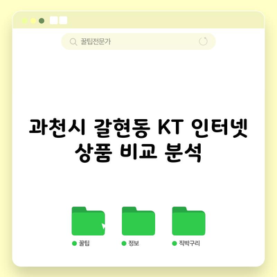 과천시 갈현동 KT 인터넷 상품 비교 분석