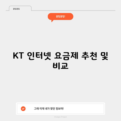 KT 인터넷 요금제 추천 및 비교