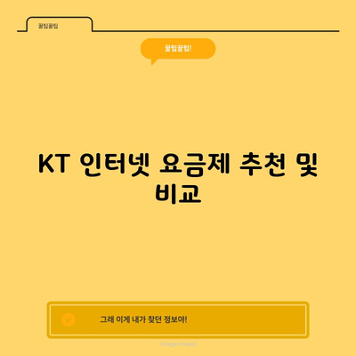 KT 인터넷 요금제 추천 및 비교