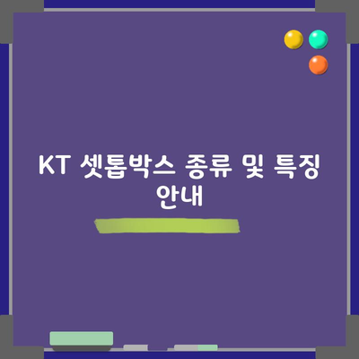 KT 셋톱박스 종류 및 특징 안내