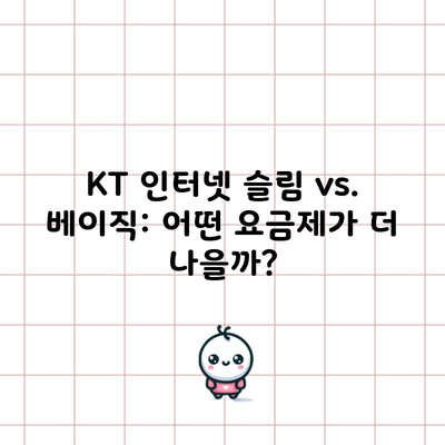 KT 인터넷 슬림 vs. 베이직: 어떤 요금제가 더 나을까?