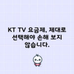 KT TV 요금제, 제대로 선택해야 손해 보지 않습니다.