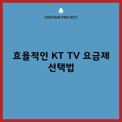 효율적인 KT TV 요금제 선택법