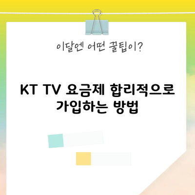 KT TV 요금제 합리적으로 가입하는 방법