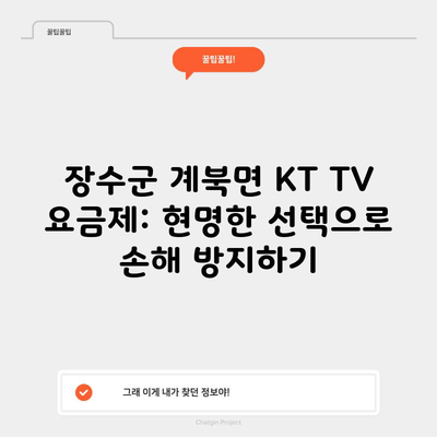 장수군 계북면 KT TV 요금제: 현명한 선택으로 손해 방지하기