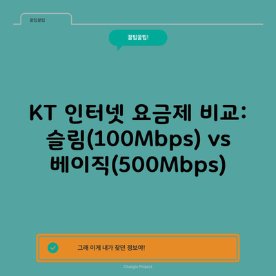 KT 인터넷 요금제 비교: 슬림(100Mbps) vs 베이직(500Mbps)