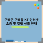 구례군 구례읍 KT 인터넷 요금 및 결합 상품 안내