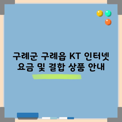 구례군 구례읍 KT 인터넷 요금 및 결합 상품 안내