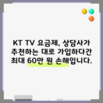 KT TV 요금제, 상담사가 추천하는 대로 가입하다간 최대 60만 원 손해입니다.