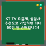 KT TV 요금제, 상담사 추천으로 가입하면 최대 60만 원 손해입니다!