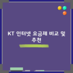 KT 인터넷 요금제 비교 및 추천