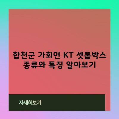 합천군 가회면 KT 셋톱박스 종류와 특징 알아보기