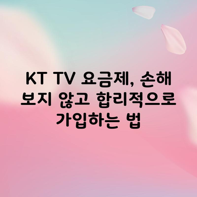 KT TV 요금제, 손해 보지 않고 합리적으로 가입하는 법