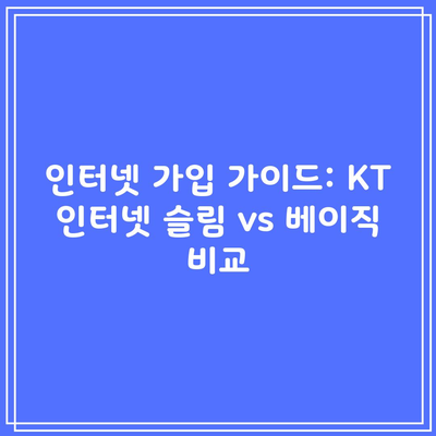 인터넷 가입 가이드: KT 인터넷 슬림 vs 베이직 비교