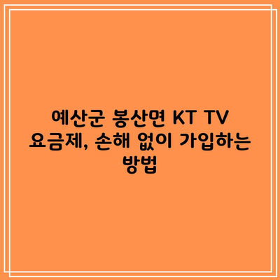 예산군 봉산면 KT TV 요금제, 손해 없이 가입하는 방법