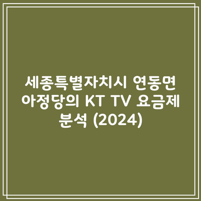 세종특별자치시 연동면 아정당의 KT TV 요금제 분석 (2024)