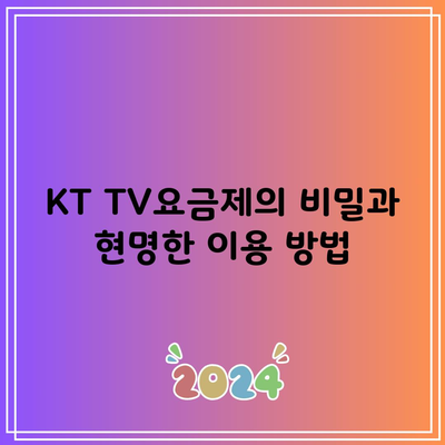 KT TV요금제의 비밀과 현명한 이용 방법