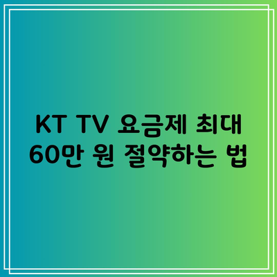 KT TV 요금제 최대 60만 원 절약하는 법