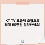 KT TV 요금제 조합으로 최대 60만원 절약하세요!