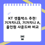 KT 셋톱박스 추천: 기가지니3, 기가지니 A, 올인원 사운드바 비교