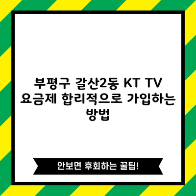 부평구 갈산2동 KT TV 요금제 합리적으로 가입하는 방법