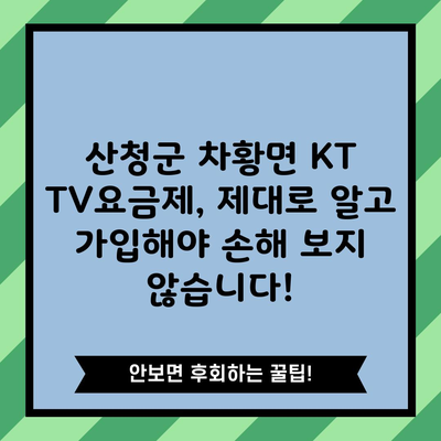 산청군 차황면 KT TV요금제, 제대로 알고 가입해야 손해 보지 않습니다!