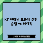 KT 인터넷 요금제 추천: 슬림 vs 베이직