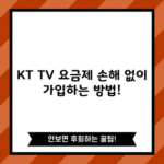 KT TV 요금제 손해 없이 가입하는 방법!