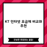 KT 인터넷 요금제 비교와 추천