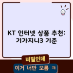 KT 인터넷 상품 추천: 기가지니3 기준